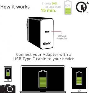 Ładowarka Club 3D CAC-1901 1x USB-C 3 A (CAC-1901EU) 3