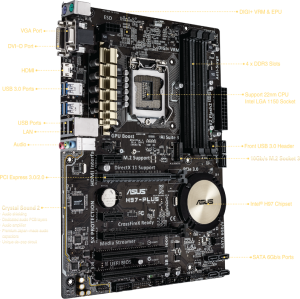 Płyta główna Asus H97-PLUS, H97, DualDDR3-1600, SATA3, RAID, HDMI, DVI, D-Sub, ATX (H97-PLUS) 3