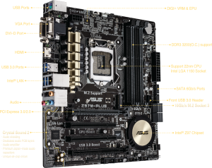 Płyta główna Asus Z97M-PLUS, Z97, DualDDR3-1600, SATA3, RAID, HDMI, DVI, D-Sub, mATX (Z97M-PLUS) 3