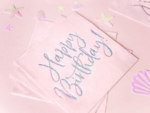 Party Deco Serwetki urodzinowe jasnoróżowe Happy Birthday - 33 cm - 20 szt. uniwersalny 3