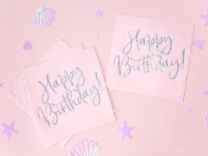Party Deco Serwetki urodzinowe jasnoróżowe Happy Birthday - 33 cm - 20 szt. uniwersalny 4