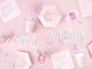 Party Deco Serwetki urodzinowe jasnoróżowe Happy Birthday - 33 cm - 20 szt. uniwersalny 5