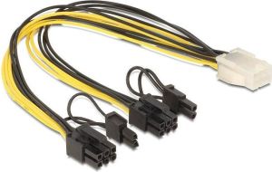 Delock PCIe 6-pin - PCIe 8-pin, 0.3m, Żółty (83433) 1