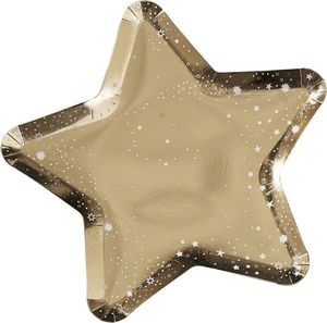 Ginger Ray Talerzyki Gwiazda złote 26 cm 8 sztuk uniwersalne (42284) 1