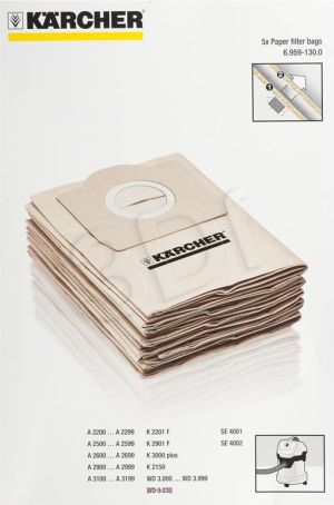 Worek do odkurzacza Karcher Worki filtracyjne do SE 4001/SE 4002/WD3.200/WD3.300/WD3.500P (6.959-130.0) 2