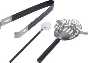 Excellent Houseware Zestaw barowy do drinków shaker miarka barmańska 3