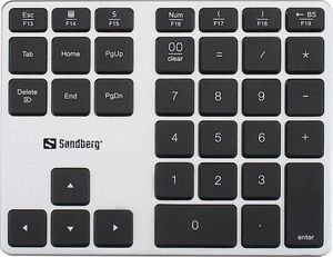 Klawiatura Sandberg Bluetooth Numeric Keypad Alu Bezprzewodowa Biało-srebrna US (630-08) 2