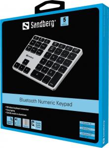 Klawiatura Sandberg Bluetooth Numeric Keypad Alu Bezprzewodowa Biało-srebrna US (630-08) 3