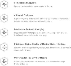 Ładowarka Baseus Digital Display 2x USB-A 4.8 A  (CCBX-0S) 15