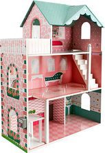 Elefun Drewniany domek dla lalek winda dzwonek meble 81cm 1