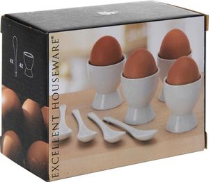 Excellent Houseware Podstawka na jajko / podstawki 4 szt + łyżeczki 2