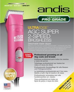 Maszynka do strzyżenia psa Andis Andis AGC Super 2 Speed Brushless - maszynka sieciowa z silnikiem bez-szczotkowym, dwubiegowa, z nożem ceramicznym 1.5 mm fuksja 20