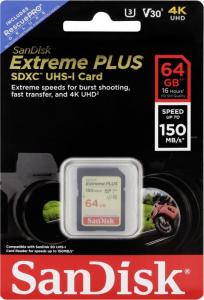 Karta SanDisk Extreme Plus SDXC 64 GB Class 10 UHS-I/U3 V30 (SDSDXW6-064G-GNCIN) 3
