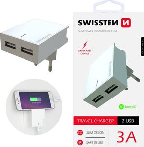 Ładowarka Swissten 2x USB-A 3 A (22032000) 2
