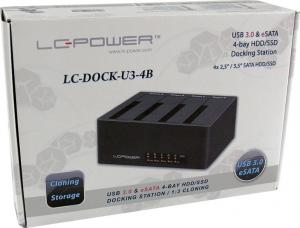 Stacja dokująca LC-Power 2.5"/3.5" SATA - USB 3.2 Gen1/eSATA (LC-DOCK-U3-4B) 3