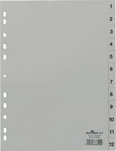 Durable Przekładki do segregatora szare A4 1-12 pp 1