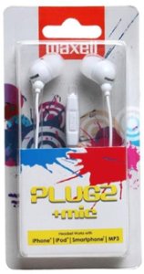 Słuchawki Maxell Słuchawki Maxell Plugz+mic z mikrofonem silikon białe 2