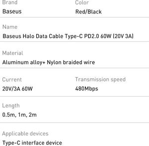 Kabel USB Baseus USB-C - USB-C 1 m Czarny (CATGH-J01) 14