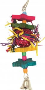 Panama Pet Panama Pet wisząca zabawka z kulką wiklinową z kolorowymi klockami i dzwonkiem 22 cm 1