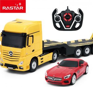 Rastar Mercedes-Benz Actros z lawetą 1:24 RTR 2.4GHz (akumulator, ładowarka) - żółty 1