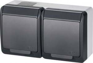 Elektro-Plast HERMES Gniazdo podwójne z/u 2P+Z SCHUKO IP44 antracyt 0325-07 2