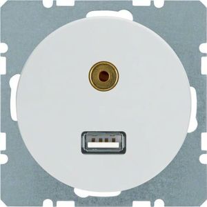 Hager Gniazdo USB/3.5 mm audio biały połysk R.1/R.3 3315392089 1