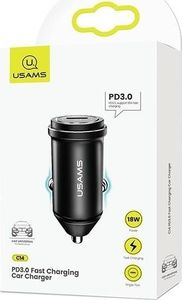 Ładowarka Usams USAMS Ład. sam. USB-C C14 18W 5V-3A (only head) PD3.0 Fast Charge czarny/black CC95GC01 (US-CC095) 3