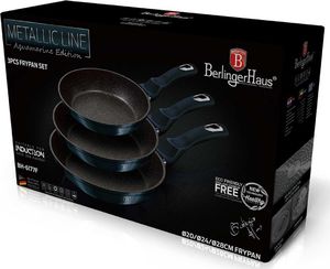 Patelnia Berlinger Haus zestaw Metallic Line Aquamarine Edition 20 24 28cm 2