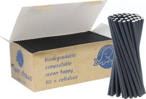 GSG słomki papierowe BIO ekologiczne PAPER STRAWS 6/150mm czarne 650 sztuk (1009918) 1
