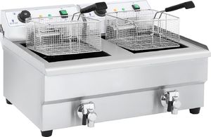 Royal Catering Frytkownica frytownica gastronomiczna dwukomorowa z kranami 230V 2x16L 2