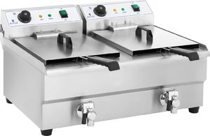 Royal Catering Frytkownica frytownica gastronomiczna dwukomorowa z kranami 230V 2x16L 3