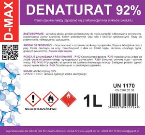 GSG Denaturat alkohol skażony D-MAX 1L 2