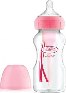 Dr Browns Butelka do karmienia niemowląt szeroka szyjka Options + różowa 0m+ 270ml (WB91601) 1