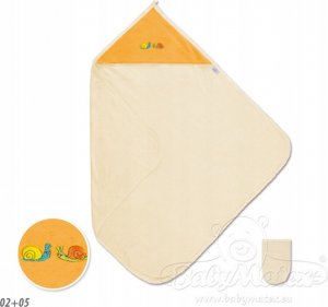 Matex OKRYCIE KĄPIELOWE NIEMOWLĘCE FROTTE 85X85 CM ECRU Z POMARAŃCZOWYM 2