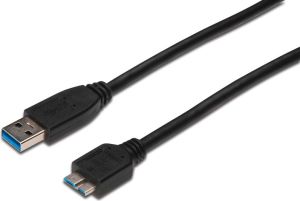 Kabel USB Digitus USB-A - microUSB 1.8 m Czarny (AK-300116-018-S) 1