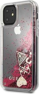 Guess Guess GUHCN61GLHFLRA iPhone 11 raspberry hard case Glitter Hearts uniwersalny 2