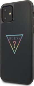 Guess Guess GUHCN61TRMLBK iPhone 11 czarny/black hard case Triangle Glitter uniwersalny 2