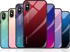 Hurtel Gradient Glass etui pokrowiec nakładka ze szkła hartowanego iPhone XS Max różowo-fioletowy uniwersalny 4