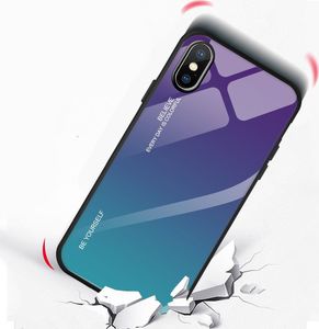 Hurtel Gradient Glass etui pokrowiec nakładka ze szkła hartowanego iPhone XS Max różowo-fioletowy uniwersalny 6