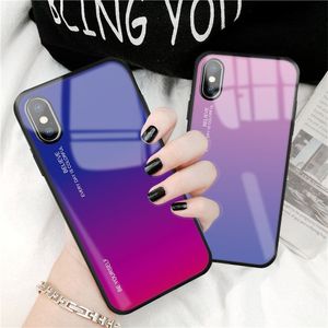 Hurtel Gradient Glass etui pokrowiec nakładka ze szkła hartowanego iPhone XS / iPhone X różowo-fioletowy uniwersalny 13