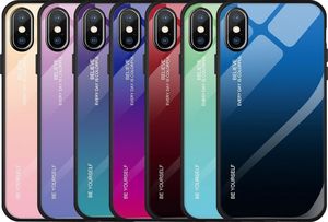 Hurtel Gradient Glass etui pokrowiec nakładka ze szkła hartowanego iPhone XS / iPhone X różowo-fioletowy uniwersalny 5