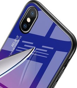 Hurtel Gradient Glass etui pokrowiec nakładka ze szkła hartowanego iPhone XS / iPhone X różowo-fioletowy uniwersalny 10
