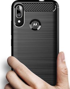 Hurtel Carbon Case elastyczne etui pokrowiec Motorola Moto E6 Plus czarny uniwersalny 2