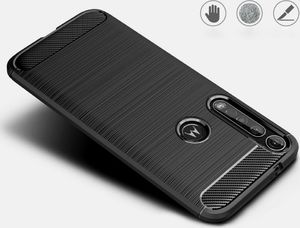 Hurtel Carbon Case elastyczne etui pokrowiec Motorola One Macro czarny uniwersalny 2