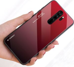 Hurtel Gradient Glass etui pokrowiec nakładka ze szkła hartowanego Xiaomi Redmi Note 8 Pro czarno-czerwony uniwersalny 8