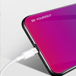 Hurtel Gradient Glass etui pokrowiec nakładka ze szkła hartowanego Xiaomi Redmi Note 8 Pro czarno-niebieski uniwersalny 7