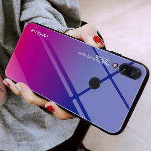 Hurtel Gradient Glass etui pokrowiec nakładka ze szkła hartowanego Xiaomi Redmi Note 7 zielono-fioletowy uniwersalny 11