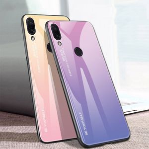 Hurtel Gradient Glass etui pokrowiec nakładka ze szkła hartowanego Xiaomi Redmi Note 7 zielono-fioletowy uniwersalny 13