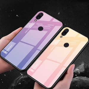 Hurtel Gradient Glass etui pokrowiec nakładka ze szkła hartowanego Xiaomi Redmi Note 7 zielono-fioletowy uniwersalny 2