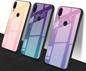 Hurtel Gradient Glass etui pokrowiec nakładka ze szkła hartowanego Xiaomi Redmi Note 7 zielono-fioletowy uniwersalny 5